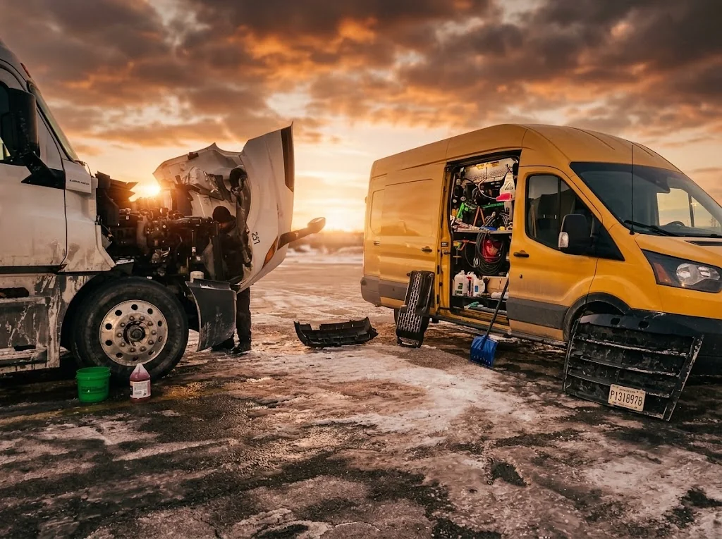 Service van equipped for roadside truck repairs